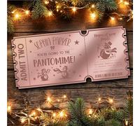 Rose Gold Mirror Acrylic Ticket Pantomime Snowmen Christmas Show Personalised Any Text Voucher | Custom Surprise Reveal Voucher Ticket | Announcement Greeting Card | Note Card