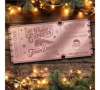 Rose Gold Mirror Acrylic Ticket Polar Express Christmas Train Ride Personalised Any Text Voucher | Custom Surprise Reveal Voucher Ticket | Announcement Greeting Card | Note Card