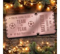 Rose Gold Mirror Acrylic Ticket Surprise Football Match Any Game Personalised Any Text Voucher | Custom Surprise Reveal Voucher Ticket | Announcement Greeting Card | Note Card