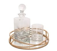 Rose Gold Mirror Tray Polished Metal Non-Slip Decorative Serving Tray with Handles Large Cocktail Home Bar Serving Platter Plate