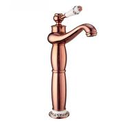 Rose Gold Modern Bathroom Mixer Tap - Single Handle Hot & Cold Basin Faucet for Countertop Sinks Stylish & Functional Tall Design Durable & Easy to Install