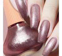 Rose Gold Nail Polish, Glitter Nail Varnish, Quick Dry nail polish, Long Lasting Glitter nail polish for Women & Girls, No Need Cure Nail Paint for DIY Nail Art Home Manicure (13#Rose Gold)