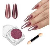Rose Gold Nail Powder - Glossy, Glitter & Mirror Effect - DIY Nail Art Accessory with Metallic Pigments