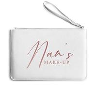 Rose Gold Nan's Make Up Clutch Bag, Mothers Day Clutch Bag for Mum, Birthday Gift Ideas, Cute Make Up Bag for Her, One Size, White