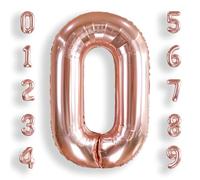 Rose Gold Number 0 Balloons: 40 Inch Large Foil Number Balloons Giant Helium Balloon Age 0-9 Big Mylar Balloon for Kids Girl 0 Birthday Party Baby Shower Party Decorations