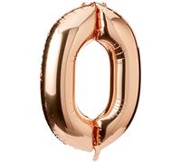 Rose Gold Number 0 Shaped Large Foil Balloon (86cm) 1 Piece - Perfect for Birthday Parties and Special Events