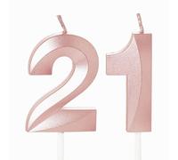 Rose Gold Number 21 Candles for Birthday Cake, 21st Birthday Candles 21 Birthday Candles 21st Candles for Cake, 21st Birthday Cake Candles Cake Toppers for 21 Year Old Her Women Rose Gold