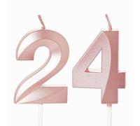 Rose Gold Number 24 Candles for Birthday Cake, 24th Birthday Candles 24 Birthday Candles 24th Candles for Cake, 24th Birthday Cake Candles Cake Toppers for 24 Year Old Her Women Rose Gold