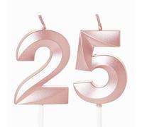 Rose Gold Number 25 Candles for Birthday Cake, 25th Birthday Candles 25 Birthday Candles 25th Candles for Cake, 25th Birthday Cake Candles Cake Toppers for 25 Year Old Her Women Rose Gold