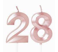 Rose Gold Number 28 Candles for Birthday Cake, 28th Birthday Candles 28 Birthday Candles 28th Candles for Cake, 28th Birthday Cake Candles Cake Toppers for 28 Year Old Her Women Rose Gold