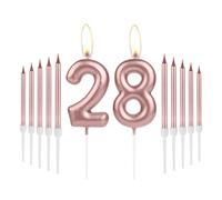 Rose Gold Number 28 Candles for Cake, Girls Women 28th Birthday Decorations, Cake Topper for Theme Party Anniversary Celebration Supplies