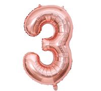 Rose Gold Number 3 Balloon, 40inch Large Foil Mylar Helium Rose Gold 3 Balloon for Girls 3rd Birthday Party Wedding Anniversary Decoration