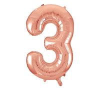 Rose Gold Number 3 Shaped Large Foil Balloon (86cm) 1 Piece - Perfect for Birthday Parties and Special Events