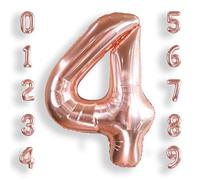 Rose Gold Number 4 Balloons: 40 Inch Giant Foil Helium Balloon Large Number Balloons Age 0-9 Big Mylar Balloons for Kids Girl 4th Birthday Party Baby Shower Party Decorations