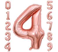 Rose Gold Number 4 Balloons, 40inch Large Foil Mylar Helium Rose Gold 4 Balloon for Girls 4th Birthday Party Wedding Anniversary Decoration