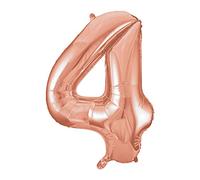 Rose Gold Number 4 Shaped Large Foil Balloon (86cm) 1 Piece - Perfect for Birthday Parties and Special Events
