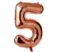 Rose Gold Number 5 Shaped Large Foil Balloon (86cm) 1 Piece - Perfect for Birthday Parties and Special Events