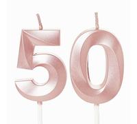 Rose Gold Number 50 Candles for Birthday Cake, 50th Birthday Candles 50 Birthday Candles 50th Candles for Cake, 50th Birthday Cake Candles Cake Toppers for 50 Year Old Women Rose Gold