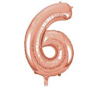 Rose Gold Number 6 Shaped Large Foil Balloon (86cm) 1 Piece - Perfect for Birthday Parties and Special Events