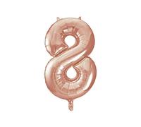 Rose Gold Number 8 Shaped Large Foil Balloon (86cm) 1 Piece - Perfect for Birthday Parties and Special Events