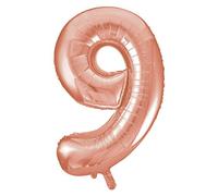 Rose Gold Number 9 Shaped Large Foil Balloon (86cm) 1 Piece - Perfect for Birthday Parties and Special Events