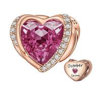 Rose gold October Birthstone Charms for Pandora Charms Bracelet, Angel Wings 925 Sterling Silver Love Heart Bead Pendant Engraved Strong,Birthday Mother's day Jewelry Gifts for Women Girls
