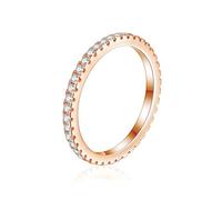 Rose Gold on Sterling Silver Full Eternity 2mm Paved CZ Crystal Band Ring I - U (J)