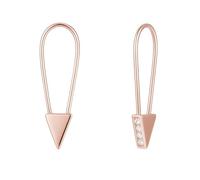 Rose Gold on Sterling Silver Triangle CZ Safety Pin Clip Hoop Drop Earrings