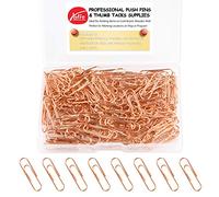 Rose Gold Paper Clips 200 pcs Smooth Finish Steel Wire Paperclips 1.1 inche / 28mm Medium Size for Document Organizing and Classifying Office Supplies