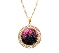 Rose Gold Particles Multicolored Diamond Necklace Dainty Round Pendants Jewelry for Women Golden-style