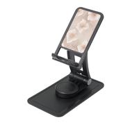 Rose Gold Pattern Backgrounds Prints Rotating Cell Phone Stand with 360° Swivel Base - Foldable Square Desk Phone Holder for iPhone 16 15 14 13 12 11,All Phones,Black