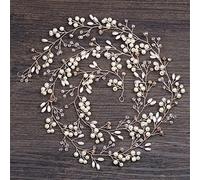 Rose Gold Pearl Crystal Wedding Headband Headdress Bridal Headdress Wedding Hairband Handmade Hair Accessories (Transparent)