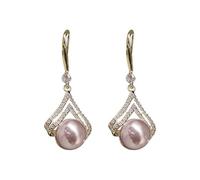 Rose Gold Pearl Earrings for Teen Minimalist Piercing Stud Trendy Earrings Triangle Studs, one size, Alloy Steel, No Gemstone