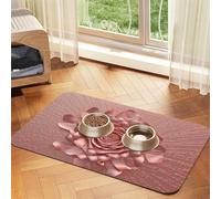 Rose Gold Pet Feeding Mat Absorbent Pu Leather Dog Cat Food Mats Contain Spills Protects Floors, Anti-Slip Rubber Backing Dog Bowl Mats Easy Clean Pet Placemats 40x60cm