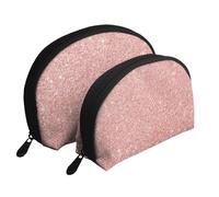 Rose Gold Pink Glitter, Shell Makeup Bag Women Storage Bag Small Coin Purse Toiletry Pouch Cosmetic Bag 2 Pcs