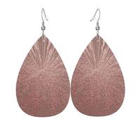 Rose Gold Pink Piercing Teardrop Earrings Set Trendy Faux Leather For Women Girls Birthday Xmas Jewelry Gift