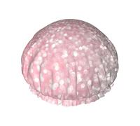 Rose Gold Pink Sparkle Luxury Trendy Glitter,Shower Cap Nightcap Double Layer Waterproof Elastic Bath Cap Reusable Hair Cap