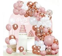 Rose Gold Pink White Balloon Arch Kit, Confetti Balloons, 103Pcs 18 12 10 5 Inch Different Sizes Balloon Garland, Latex Balloons, Perfect for Baby Shower, Birthday, Wedding, Hen Party Decorations