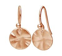 Rose Gold Plated Sterling Silver Hammered Disc Drop Earrings
