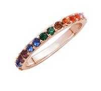 Rose Gold Plated Sterling Silver Rainbow CZ Eternity Ring Size P