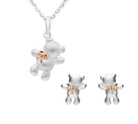 Rose Gold Plated Sterling Silver Teddy Bear Two Piece Set CST-120