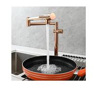 Rose Gold Pot Filler FaucetDeck Mount Solid Brass Kitchen Faucet with Extendable Double Joint Swing Arm & Dual Handles for Cold Water Perfect for Cooking & Prep
