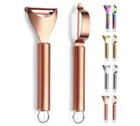 Rose Gold Potato Vegetable Peeler, Kyraton Stainless Steel Apple Fruit Veggie Peeler with Rose Gold Titanium Plating, Peelers for Kitchen Ergonomic Non Slip Handle Dishwasher Safe, Set of 2