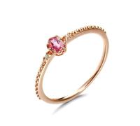 Rose Gold Promise Ring, Gothic Wedding Ring 18K Four Claws with Tourmaline Size L 1/2