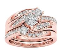 Rose Gold Promise Rings Delicate Design Knot Set Diamond Fashion Ring Light Luxury High Grade Ring Ring Boys (Rose Gold, 9)