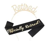 Rose Gold Retirement Crown Headband and Sash Set,Classic Tiara and Sash Decorations,Modern Retirement Celebration Accessory Set,Birthday Etiquette Ribbon, Birthday Party Decorations for Women