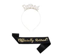 Rose Gold Retirement Crown Headband and Sash Set for Women, Classic Tiara and Sash Decorations for Retired Female, Modern Retirement Celebration Accessory Set for Women, Glamorous Headband