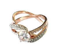 Rose Gold Ring Female European American Inlaid Zircon Full Ring Womens Engagement Rings (Rose Gold, 6)