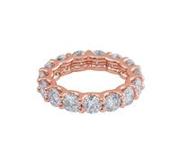 Rose Gold Ring for Women, Metal Wedding Band Diamond Eternity Ring 9K Rose Gold for Bride Size M 1/2