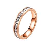 Rose Gold Ring Square Crystal CZ Single Row Ring Women Gift